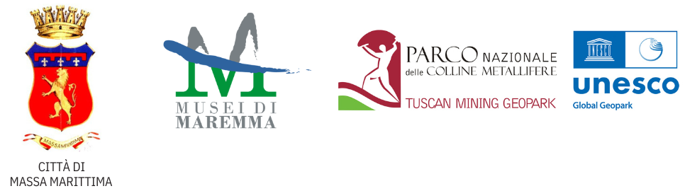 logo della Città di Massa Marittima, logo dei Musei di Maremma, logo Parco delle Colline Metallifere, logo Unesco